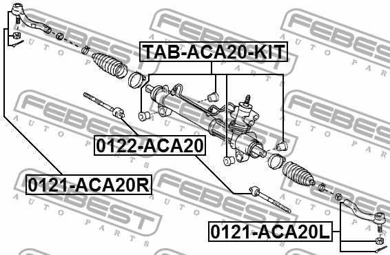 Сайлентблок рулевой рейки (комплект) TAB-ACA20-KIT TAB-ACA20-KIT FEBEST