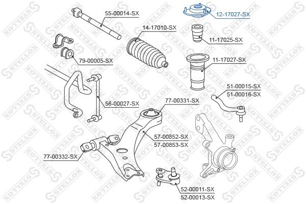 опора амортизатора переднего\ Toyota Camry ACV3#/MCV30 01 1217027SX 12-17027-SX STELLOX