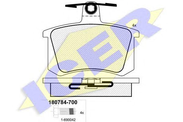 180784-700 колодки дисковые задние !\ Audi 80/90/100/A4/A6/A8 <98 180784700 ICER