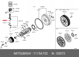 вкладыш шатунный (1шт. половинка)!\ Mitsubishi L200 2.4 Di 15> 1115A752 MITSUBISHI