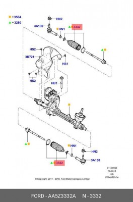 Пыльник FORD Explorer рейки рулевой OE AA5Z-3332-A FORD