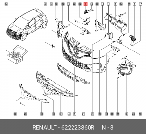 КРОНШТЕЙН БАМПЕРА ПЕР ПРАВ (ПЛАС) 622223860R 622223860R RENAULT