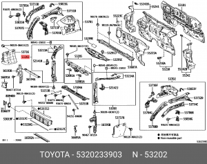 панель крепления радиатора! левая\ Toyota Camry 17-18 53202-33903 TOYOTA