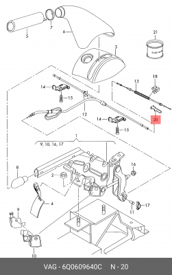 (8 ГР.), КРОНШТЕЙН ТРОСА СТОЯН. ТОРМОЗА 6Q0609640C VAG