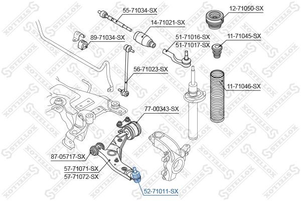 шаровая опора нижняя левая и правая  5271011SX 52-71011-SX STELLOX
