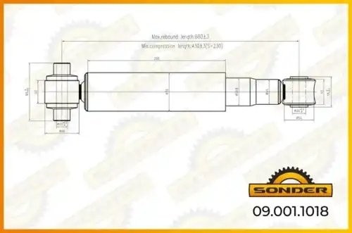 Амортизатор подвески O/O 430-662 d20x105/d24x55 090011018 SONDER