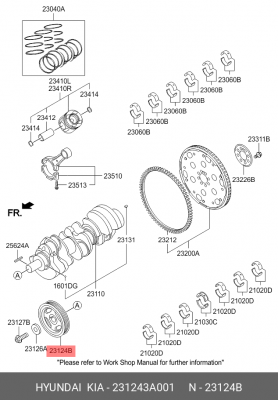 Шкив KIA Mohave (16-) коленвала OE 231243A001 HYUNDAI KIA