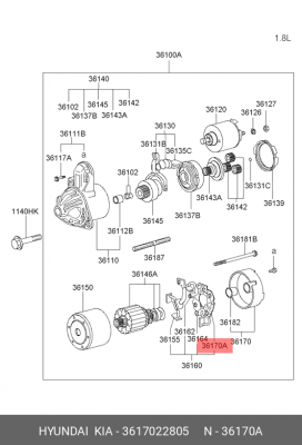Щетки стартера 3617022805 HYUNDAI KIA