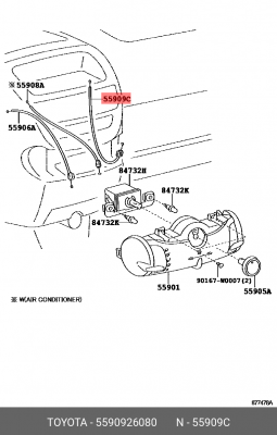 Трос печки смешивания 55909-26080 55909-26080 TOYOTA