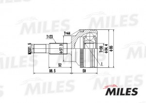 ШРУС наружный RENAULT MEGANE/KANGOO/SCENIC 1.2-1.9D 01- (с ABS) (GKN 303616) GA2 GA20398 MILES
