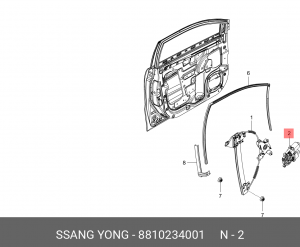 Мотор-редуктор стеклоподъемника SSANGYONG Actyon (10-) передний правый OE 8810234001 SSANG YONG