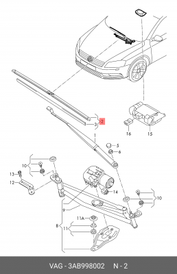 Щетка стеклоочистителя VW Passat B7 (12-) комплект OE 3AB 998 002 VAG