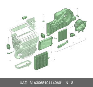 Фильтр воздушный салона УАЗ-3163 (16-) угольный (ОАО УАЗ) 316306810114060 UAZ UAZ