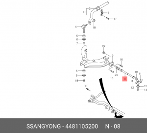 Торсион SSANGYONG Korando (96-) подвески передней левый OE 4481105200 SSANG YONG