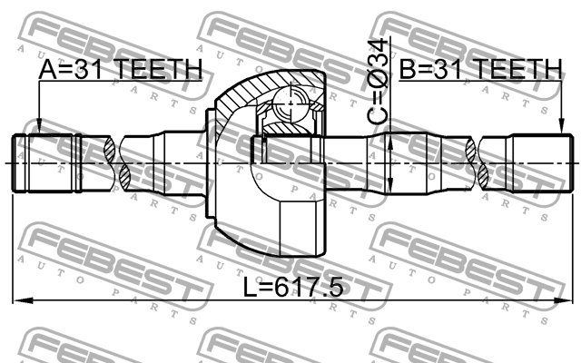 Вал привода правый NISSAN PATROL(GR) Y61 1997.10-2008.12 0214-Y61RH 0214-Y61RH FEBEST