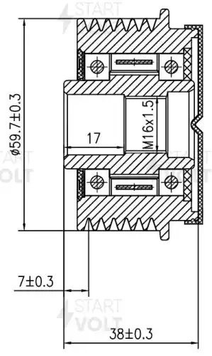 Шкив с обгонной муфтой генер. для а/м Ford Mondeo III (00-) 1.8i/2.0i (тип Valeo SGP 1016 START VOLT