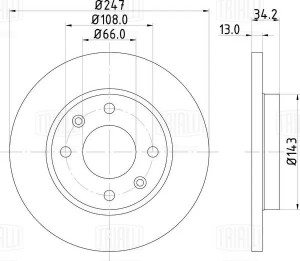 Диск тормозной передний d=247 DF095209 TRIALLI
