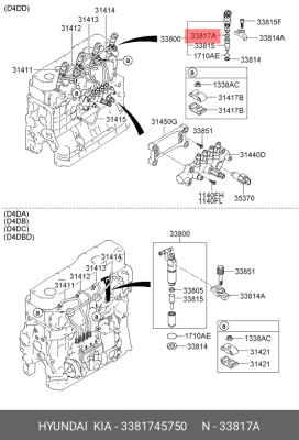 Кольцо уплотнительное HYUNDAI HD форсунки OE 3381745750 HYUNDAI KIA