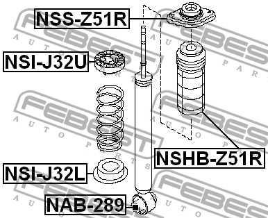 Опора заднего амортизатора NSS-Z51R FEBEST
