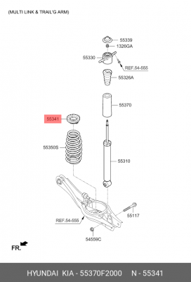 Проставка пружины KIA Rio (17-) задней верхняя OE 55370F2000 HYUNDAI KIA