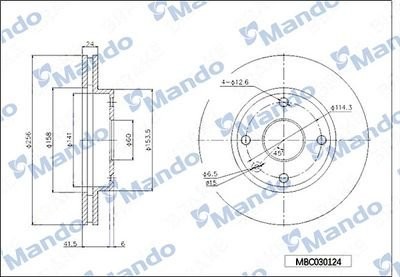 CHEVROLET AVEO (T200) (2003-2008)/AVEO (T250) (200 D=236 mm. !!!!!! 8 отв. MBC030125 MANDO