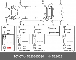 сайлентблок подрамника!\ Toyota Land Cruiser 200 4.5D 07> 52202-60080 TOYOTA