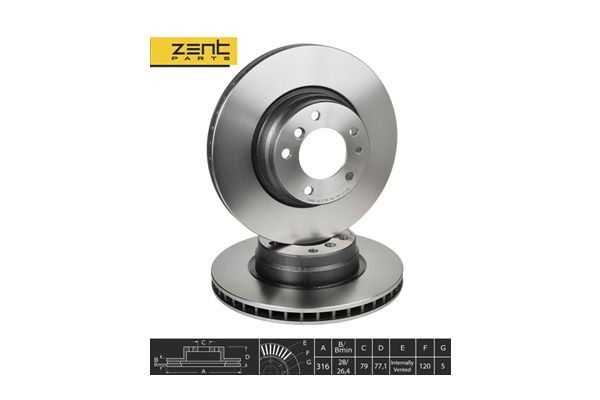 диск тормозной передний!\ BMW E38 2.5-3.5 M51/M52/M57/M60/M62 93> Z06177 ZENTPARTS