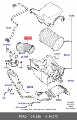 ПАТРУБОК ВОЗДУШНОГО ФИЛЬТРА 1684286 1 684 286 FORD