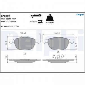 Колодки передние FORD FOCUS II, MAZDA 3 (BK,BL) LP1869 LP1869 DELPHI