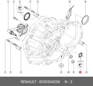 Сальник RENAULT Kangoo (08-) КПП вала первичного OE 8200544206 RENAULT