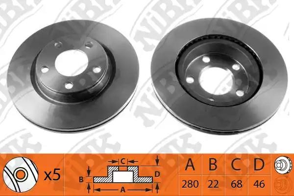 Диск тормозной VW Passat (05-10) AUDI A4 (94-00) передний (1шт.) NIBK RN1085 NIBK