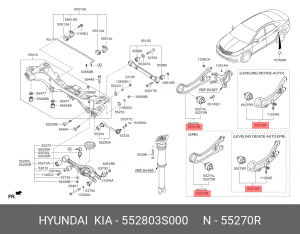 Рычаг подвески HYUNDAI Sonata YF (10-) задней продольный правый OE 552803S000 HYUNDAI KIA