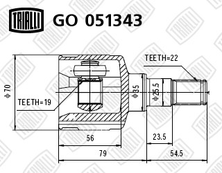 ШРУС внутренний CHEVROLET Matiz (98-05) комплект TRIALLI GO 051343 TRIALLI