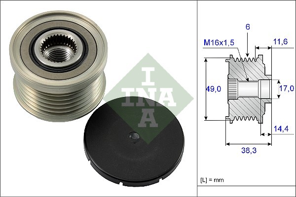 Шкив генератора BMW E46, E90, E60 1.6i-3.0i 535012710 535 0127 10 INA