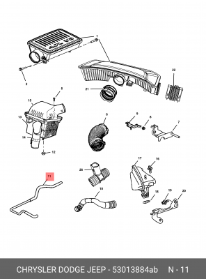 53013884AB Трубка воздушная 53013 884AB CHRYSLER