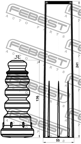 Пыльник заднего амортизатора с отбойником комплект  FORD FOCUS C-MAX CAP 2003-20 FDSHB-KUGR-KIT FEBEST