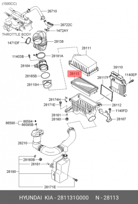 Фильтр воздушный HYUNDAI Accent (06-) KIA Rio (05-) OE 28113-1G000 HYUNDAI KIA