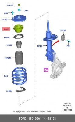 подшипник опоры амортизатора!\ Ford Galaxy/Mondeo 1.6-2.5/1.8TDCi-2.2TDCi 06> 1 801 056 FORD
