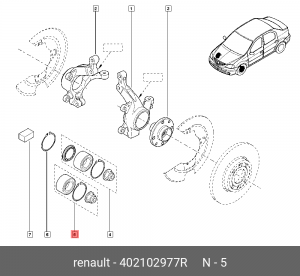 Подшипник ступицы RENAULT Megane,Clio (02-) передней комплект OE 402102977R RENAULT