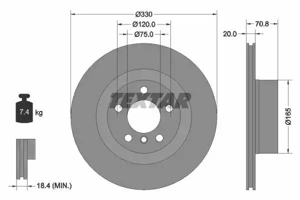 Тормозной диск с покрытием PRO, зад, BMW, X3 (F25),X4 (F26), 92256303 92256303 TEXTAR