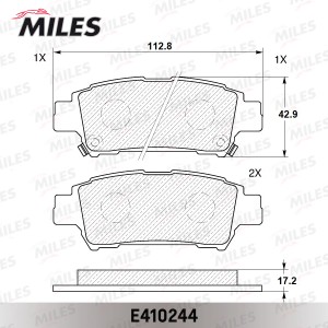 Колодки тормозные задние (без датчика) (Смесь Low-Metallic) (TOYOTA AVENSIS VERS E410244 MILES