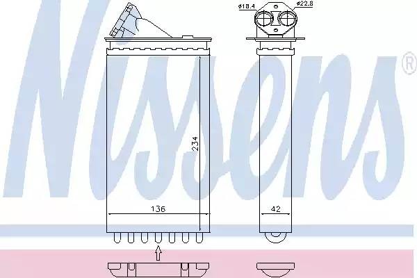 радиатор печки!\ Opel Omega 2.0-2.5TD 94> 72655 NISSENS