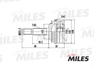 ШРУС наружный CHEVROLET LACETTI/DAEWOO LANOS 1.4-1.5 97- (с ABS) (GKN 305302) GA GA20049 MILES
