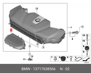 Фильтр воздушный BMW X5 (F15),X6 (F16) (13-15) (дв.N63N) 13 71 7 638 566 BMW