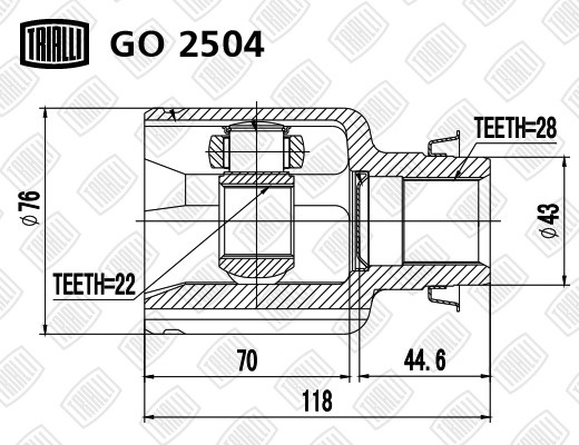 MAZDA 3 [BK]/ [BL] правый 22x43x28 GO 2504 TRIALLI