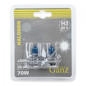 Лампа 24V H3 70W PK22s +50% блистер (2шт.) GANZ GIP06052 GANZ