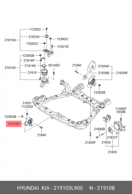Опора двигателя HYUNDAI Sonata NF (04-) передняя АКПП OE 219103L900 HYUNDAI KIA