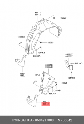 Брызговик правый 86842-17000 8684217000 HYUNDAI KIA