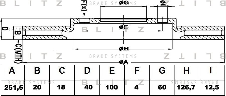 диск тормозной передний!\ Suzuki Swift 1.3/1.5/1.3D 05> BS0438 BLITZ