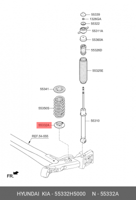 Проставка пружины KIA Rio (17-) задней нижняя OE 55332H5000 HYUNDAI KIA